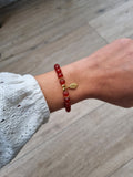 Bracelet Cornaline pendentif feuille