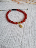Bracelet Cornaline pendentif feuille