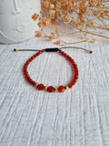 Bracelet Cornaline 3 perles aplatie