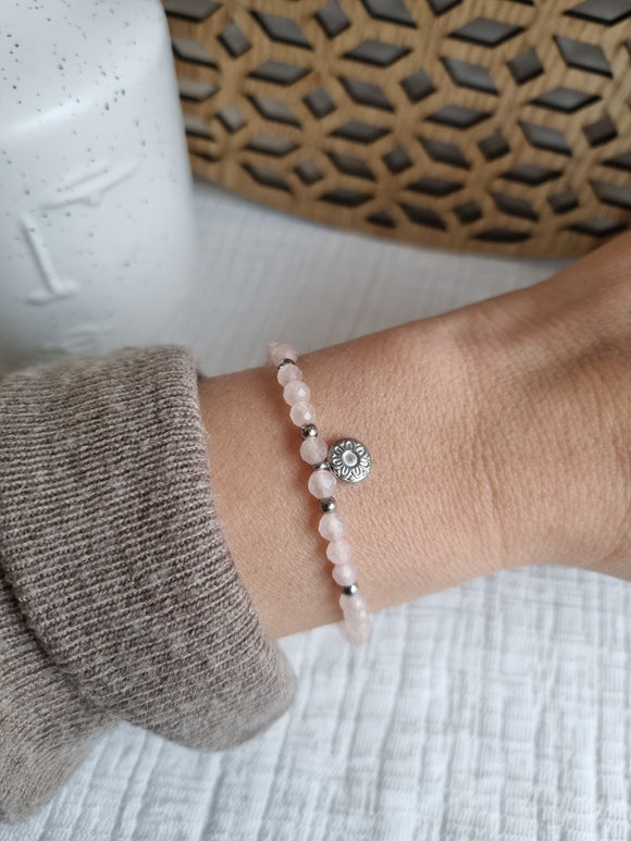 Bracelet quartz rose 4mm