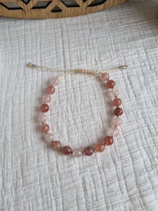 Bracelet en Quartz fraise et rocailles