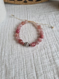 Bracelet en Quartz fraise et Rhodonite