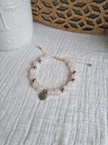 Bracelet en Quartz rose et pendentif fleur de vie