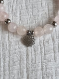 Bracelet en Quartz rose et pendentif fleur de vie