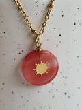 Collier soleil quartz fraise