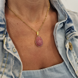 Collier goutte en Rhodonite