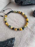 Oeil tigre jaune/bleu 6mm