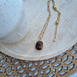 Collier goutte en Oeil de Tigre