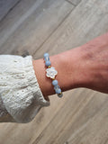 Bracelet marguerite en Aigue Marine et Angelite
