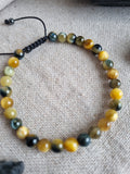 Oeil tigre jaune/bleu 6mm
