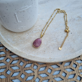 Collier goutte en Rhodonite