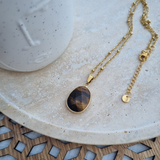 Collier goutte en Oeil de Tigre